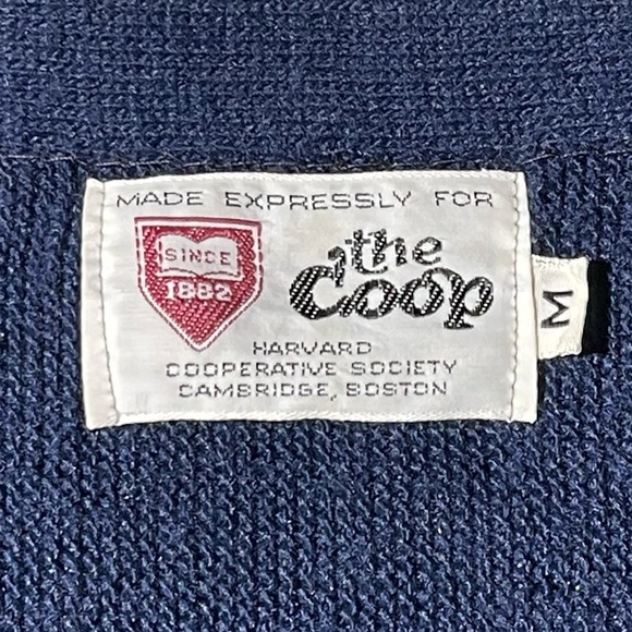 Vintage 70s/80s the coop harvard button down cardigan sweater size M - Picture 2 of 5